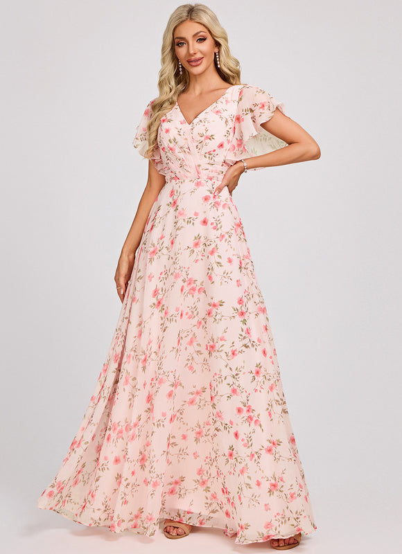 Robe Cérémonie Longue Volants Rose - gallery 3