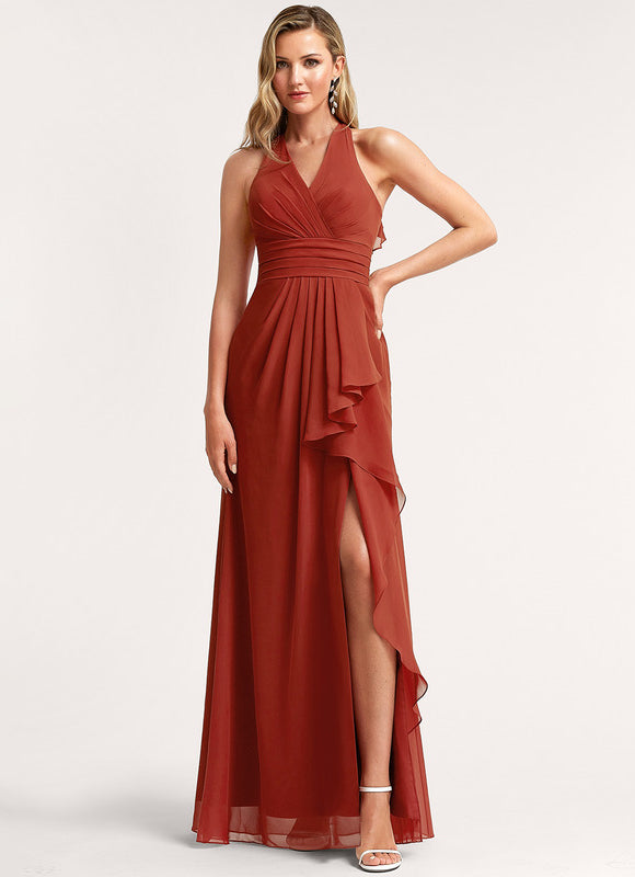 Robe Cérémonie Longue Volants Rose - gallery 1