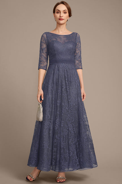 Robe Cérémonie Bleu Dentelle Élégante