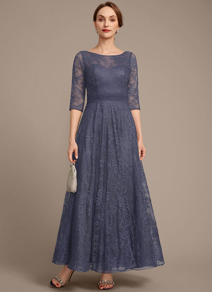 Robe Cérémonie Bleu Dentelle Élégante