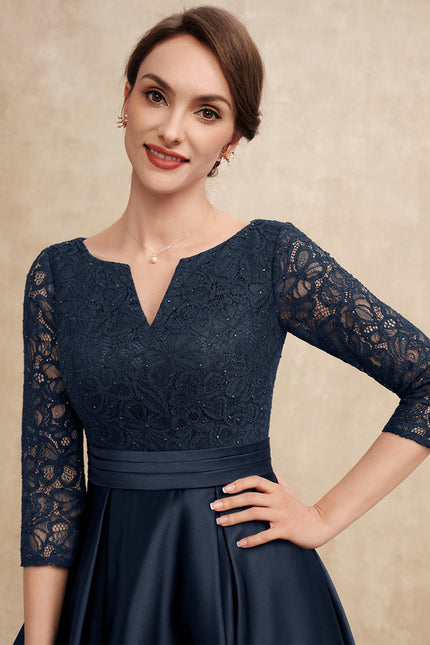 Robe Cérémonie Bleu Marine Satinée - gallery 1