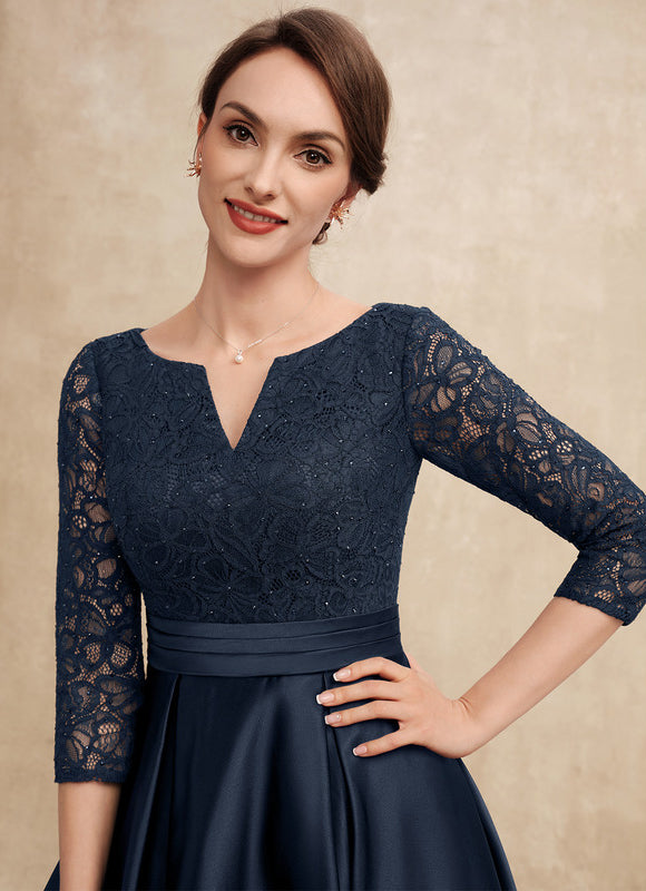 Robe Cérémonie Bleu Marine Satinée - gallery 1