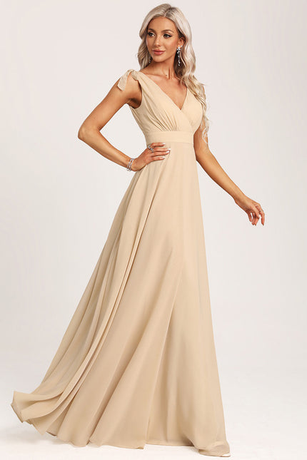 Robe Cérémonie Mousseline Beige - gallery 1