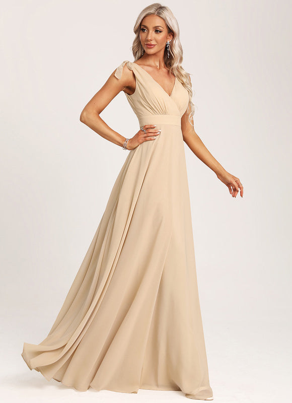 Robe Cérémonie Mousseline Beige - gallery 1