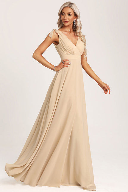 Robe Cérémonie Mousseline Beige - gallery 1