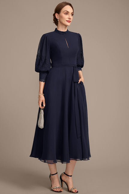 Robe Cérémonie Col Montant Marine - gallery 3