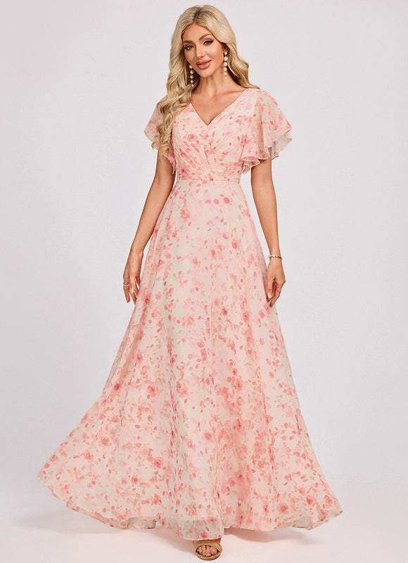 Robe Cérémonie Longue Volants Rose - gallery 3