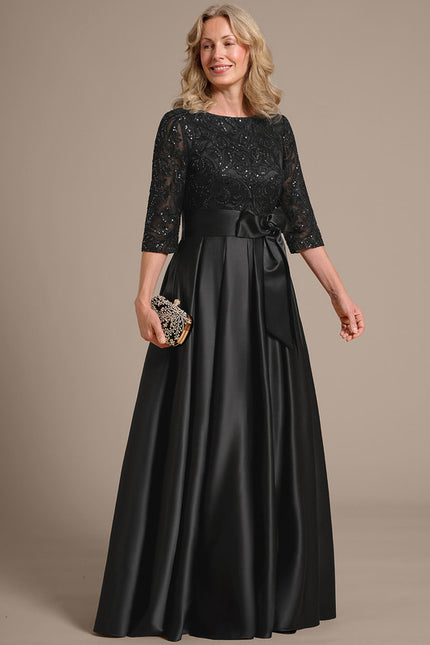 Robe Cérémonie Satin Noir Élégante - gallery 5