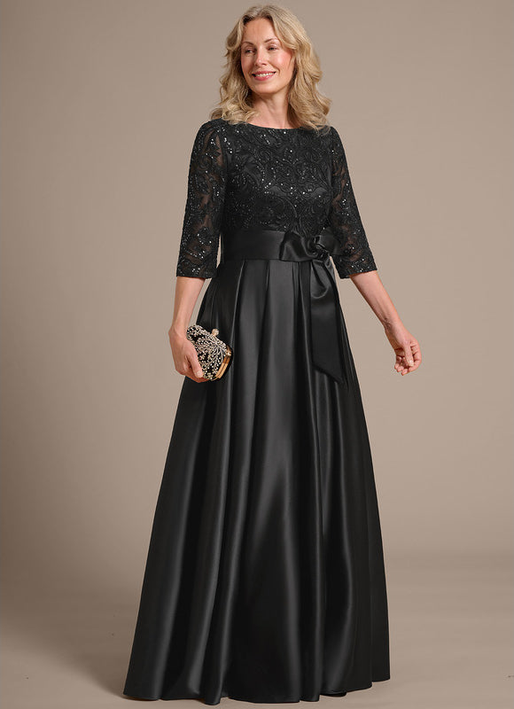 Robe Cérémonie Satin Noir Élégante - gallery 5