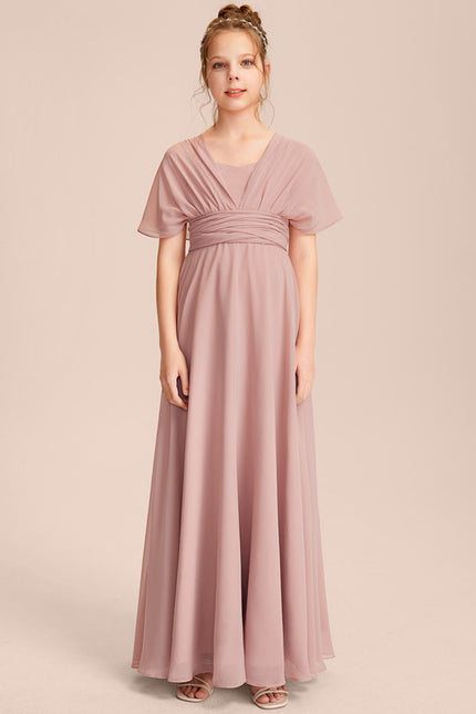 Robe Cérémonie Mousseline Rose Poudré - gallery 9