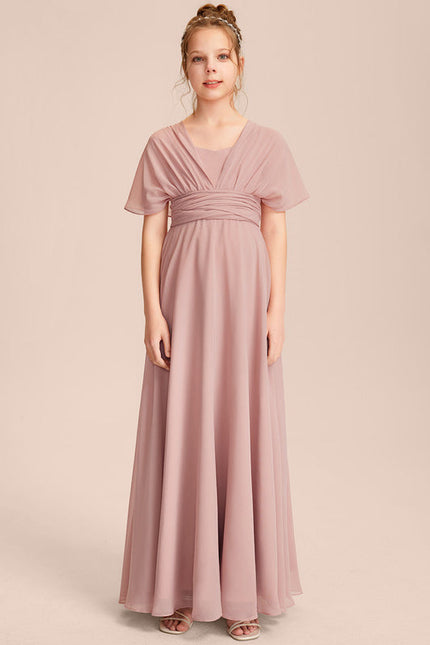 Robe Cérémonie Mousseline Rose Poudré - gallery 9
