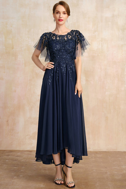 Robe Cérémonie En Dentelle Marine - gallery 2