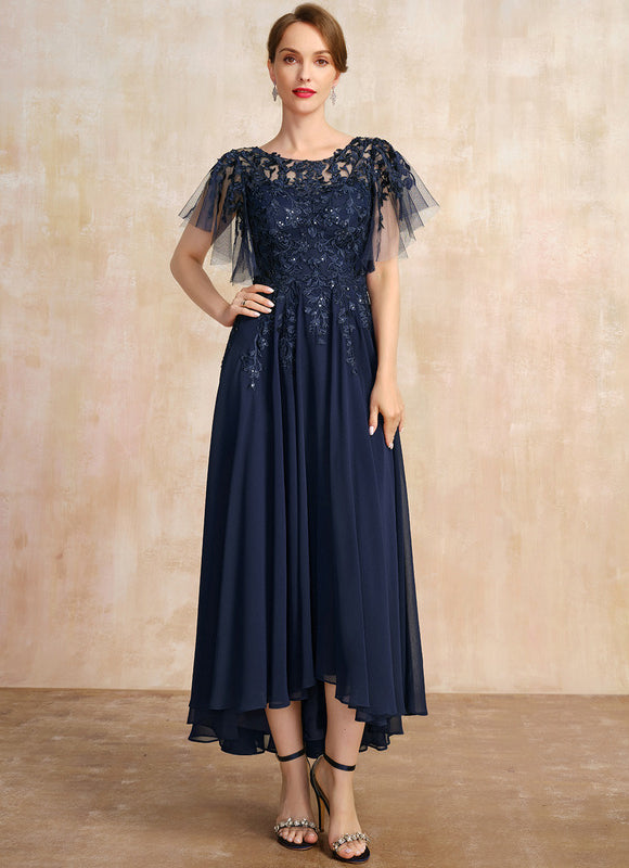 Robe Cérémonie En Dentelle Marine - gallery 2