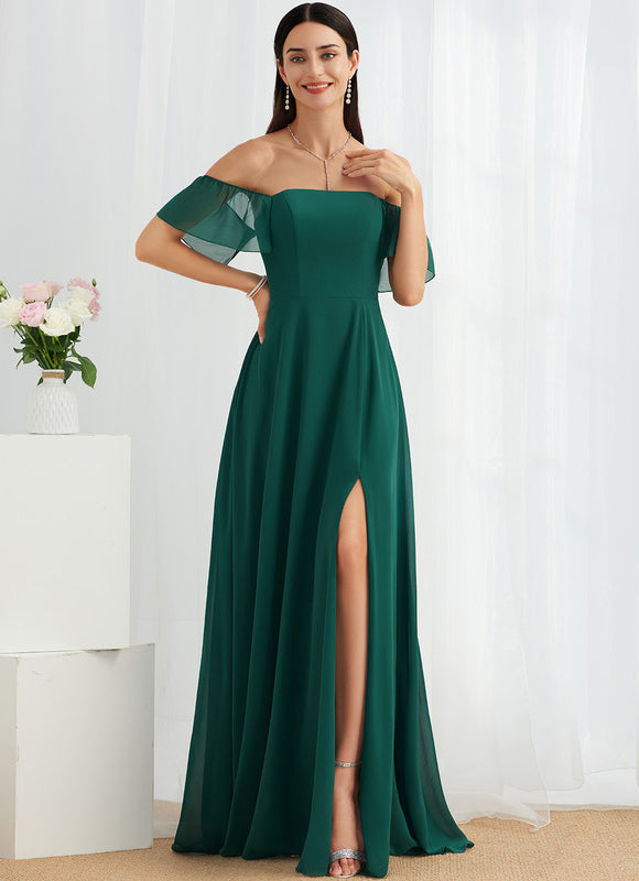 Robe Cérémonie Mousseline Vert Profond - gallery 3