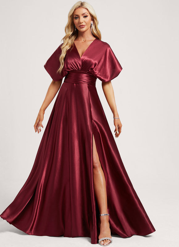Robe Cérémonie Satinée Rubis - gallery 5