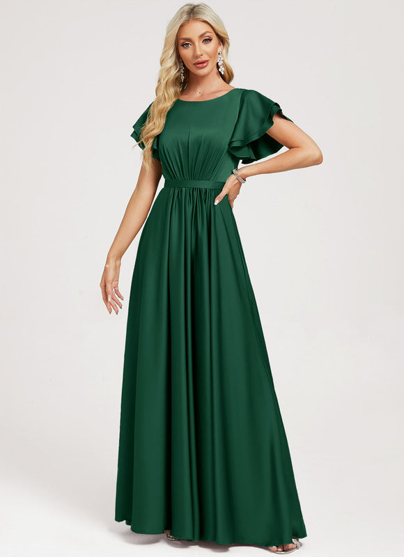 Robe Cérémonie Vert Émeraude Satiné
