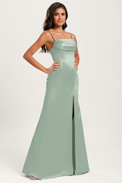 Robe Cérémonie Satin Vert Pâle - gallery 5