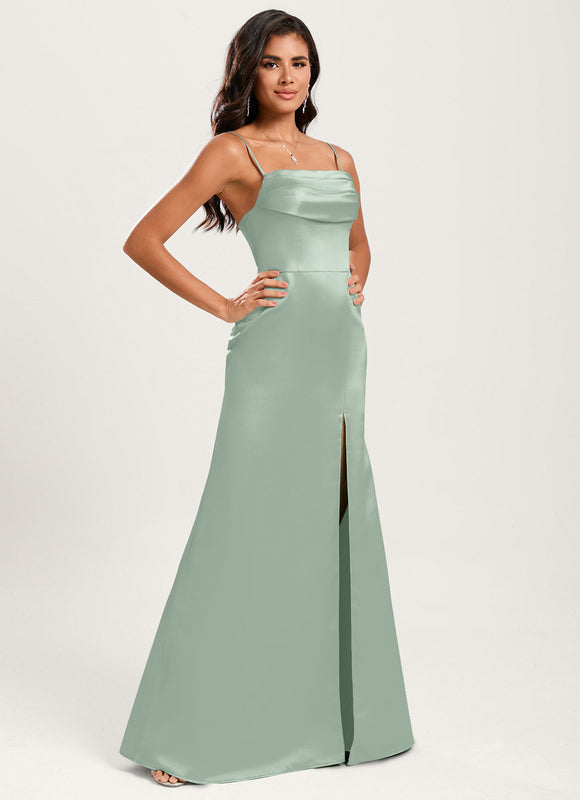 Robe Cérémonie Satin Vert Pâle - gallery 5