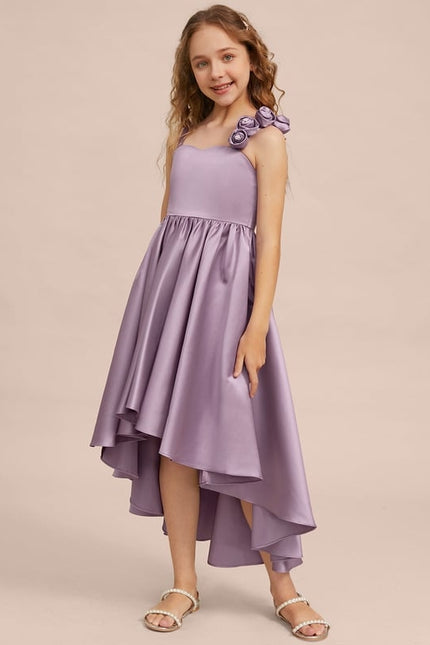 Robe Cérémonie Satin Lilas Asymétrique - gallery 1