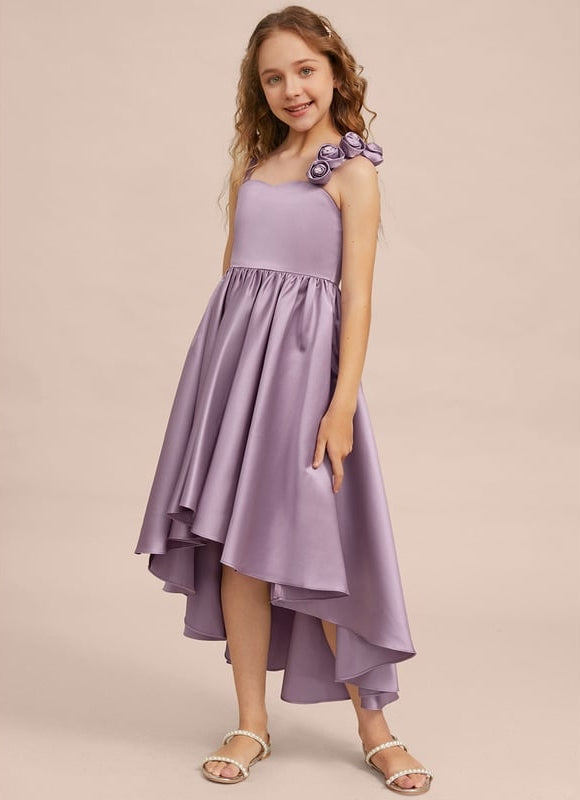 Robe Cérémonie Satin Lilas Asymétrique - gallery 1
