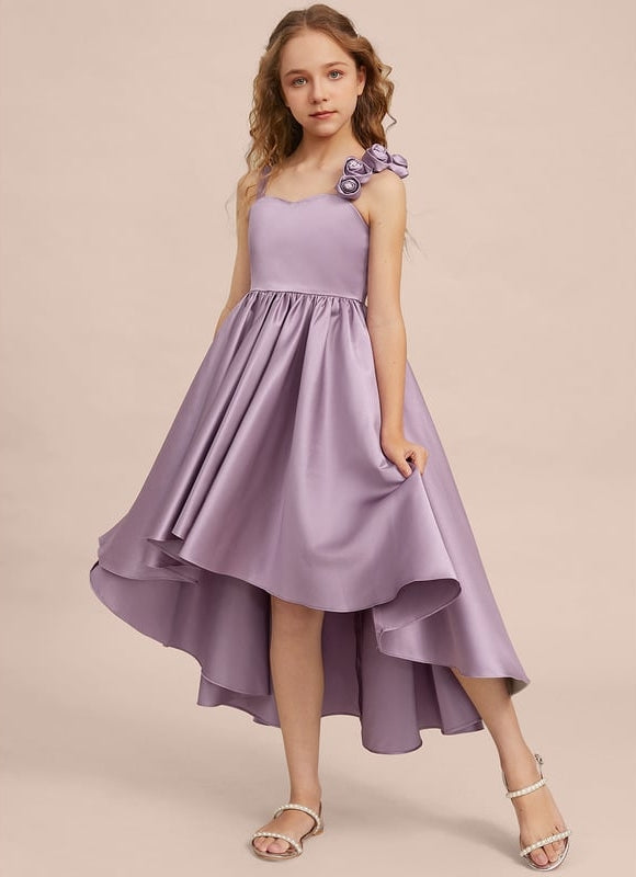 Robe Cérémonie Satin Lilas Asymétrique - gallery 5