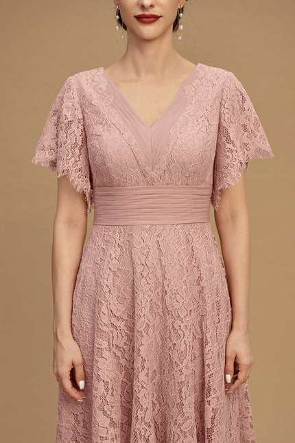 Robe Cérémonie Dentelle Rose Poudré - gallery 3
