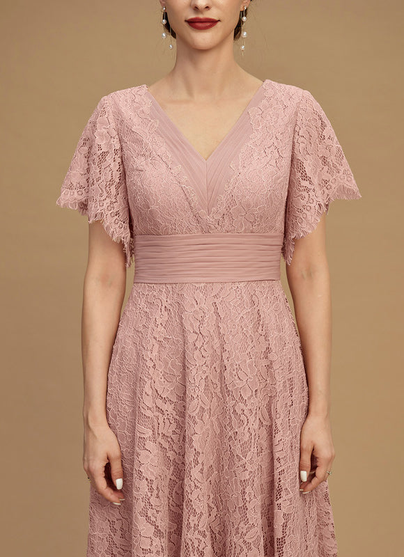 Robe Cérémonie Dentelle Rose Poudré - gallery 3