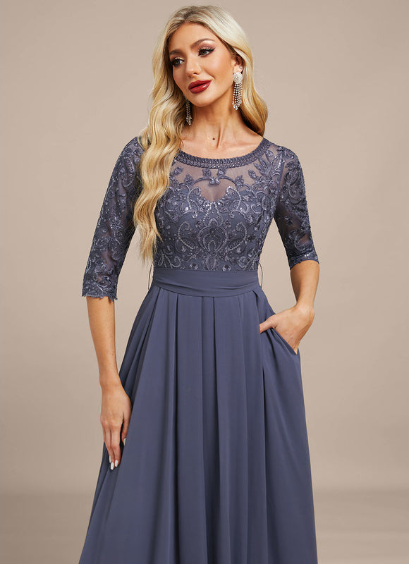 Robe Ceremonie Femme Manche Longue - gallery 1