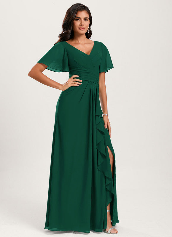 Robe Cérémonie Longue Volants Rose - gallery 1