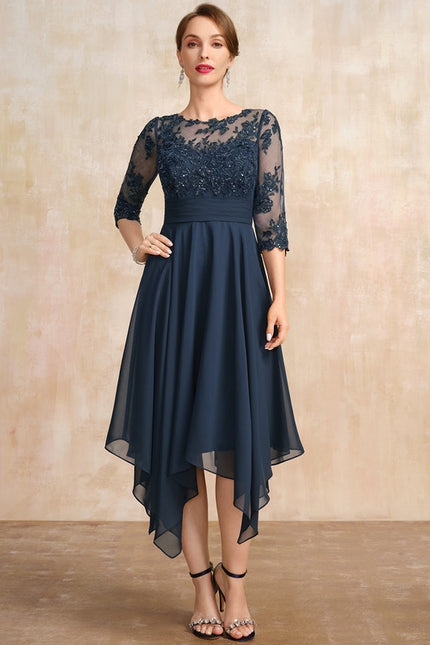 Robe Cérémonie En Dentelle Marine - gallery 3