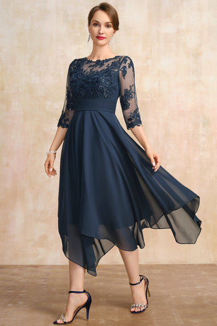 Robe Cérémonie En Dentelle Marine - gallery 2