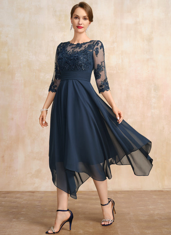 Robe Cérémonie En Dentelle Marine - gallery 2