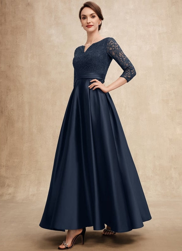Robe Cérémonie Bleu Marine Satinée - gallery 3