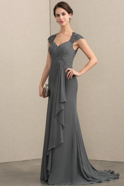 Robe Cérémonie Élégance Grise Satinée