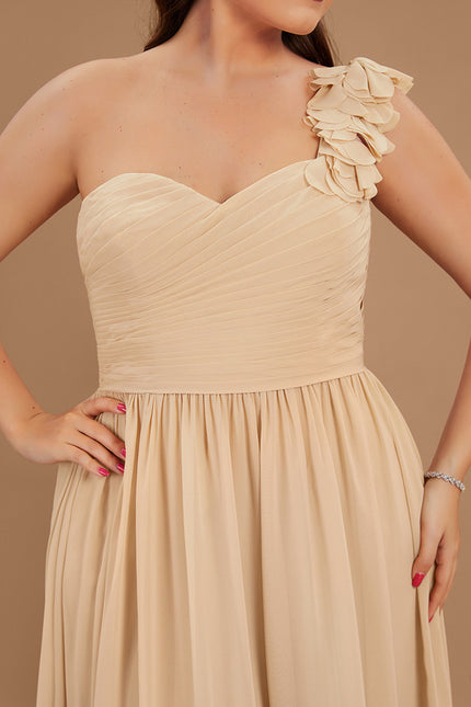 Robe Cérémonie Asymétrique Beige - gallery 6