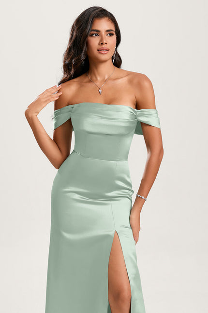 Robe Cérémonie Satin Vert Pâle - gallery 3