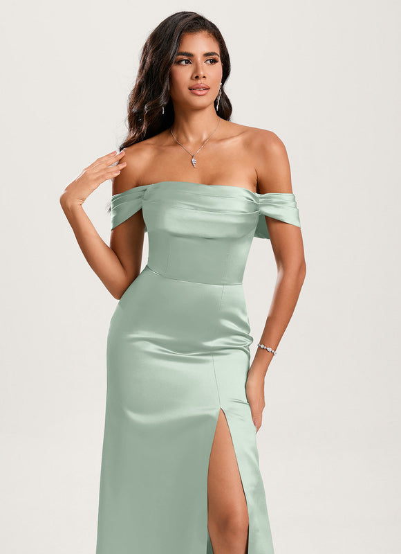 Robe Cérémonie Satin Vert Pâle - gallery 3