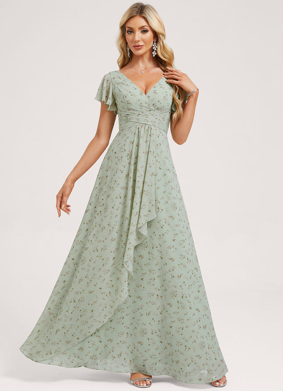 Robe Cérémonie Longue Volants Rose - gallery 1