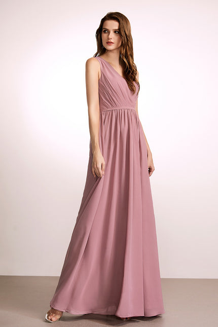 Robe Cérémonie Longue Rose Élégante - gallery 3