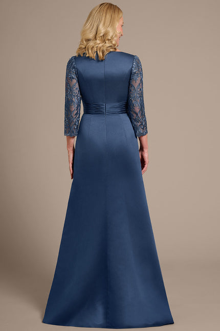 Robe Cérémonie Satinée Bleue - gallery 5
