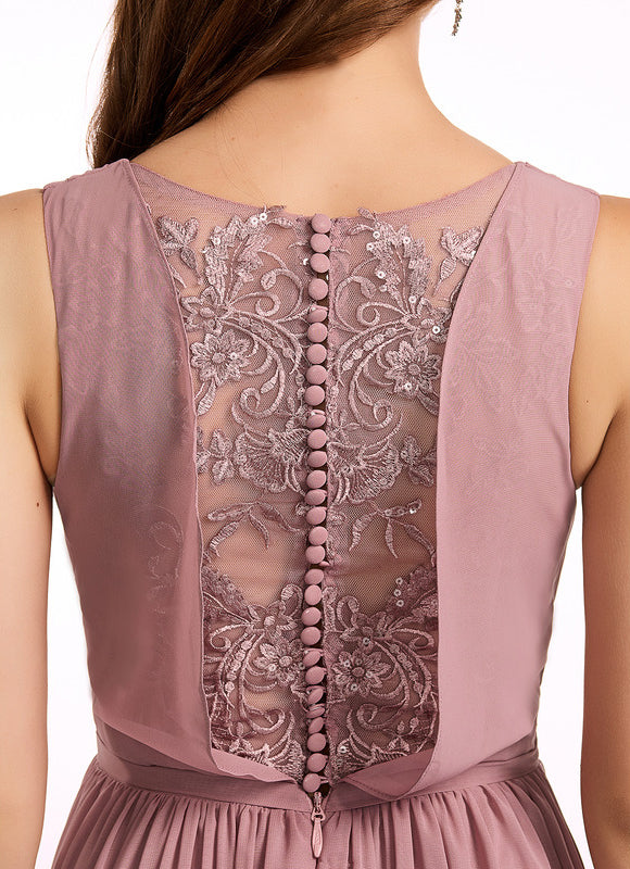 Robe Cérémonie Longue Rose Élégante - gallery 5