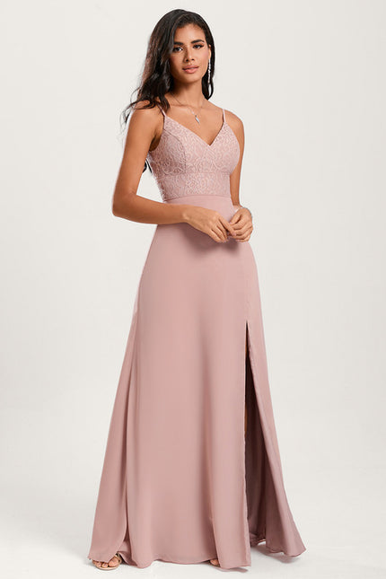 Robe Cérémonie Longue Rose Élégante - gallery 2