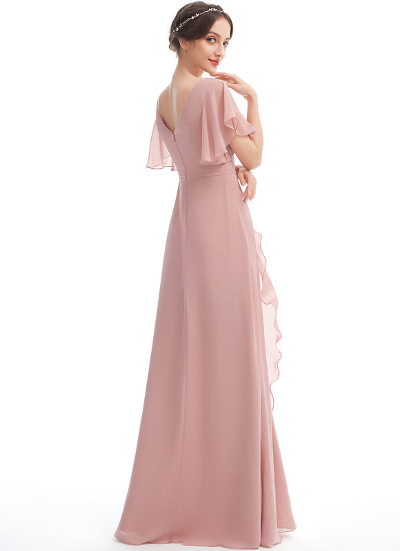 Robe Cérémonie Longue Volants Rose - gallery 3