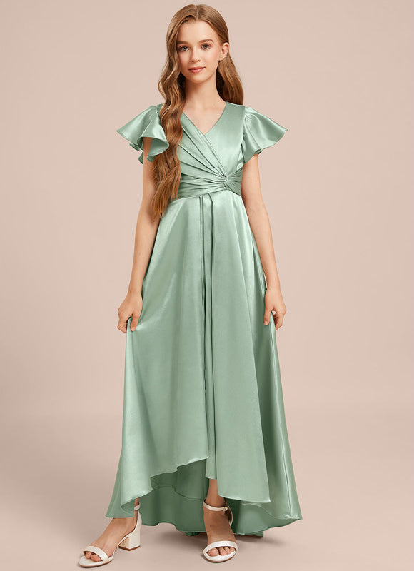 Robe Cérémonie Satin Bleu Ciel - gallery 1