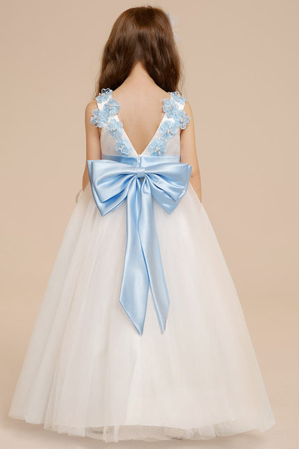 Robe Cérémonie Fille Tulle Bleu - gallery 1