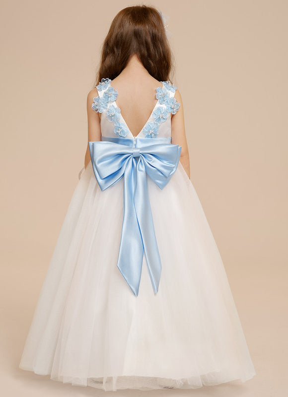 Robe Cérémonie Fille Tulle Bleu - gallery 1