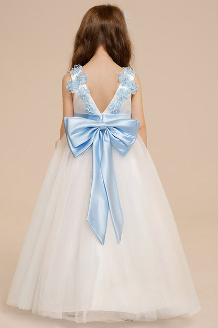 Robe Cérémonie Fille Tulle Bleu - gallery 1