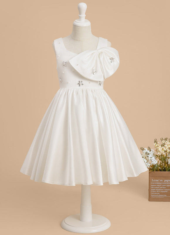 Robe Cérémonie Satin Blanc Ornée