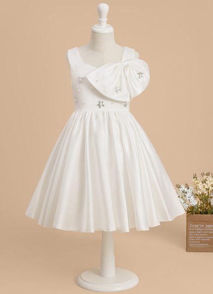 Robe Cérémonie Satin Blanc Ornée