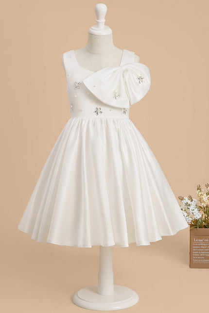 Robe Cérémonie Satin Blanc Ornée